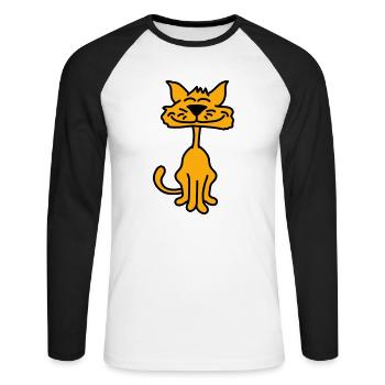 Pretty Cat Looking Happy Cheerful Smiling - Unisex Long Sleeve Baseball T-Shirt - white/black - Front - Nik (191cm)