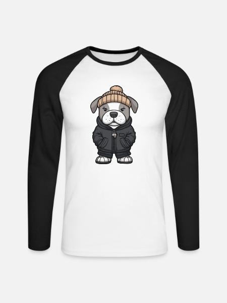 Dogo Argentino Hund Stylisch - Unisex Baseballshirt langarm - Weiß/Schwarz