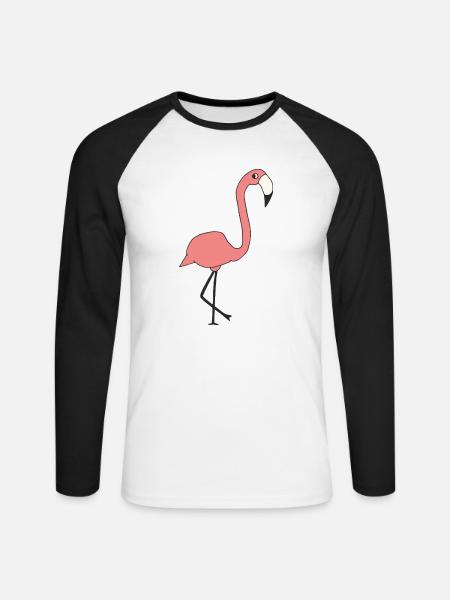 Flamant - T-shirt baseball manches longues Homme - blanc/noir