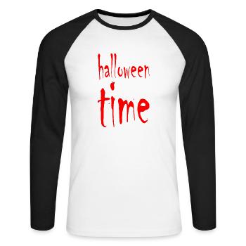 Halloween 3 - Unisex Baseballshirt langarm - Weiß/Schwarz - Vorne - Nik (191cm)