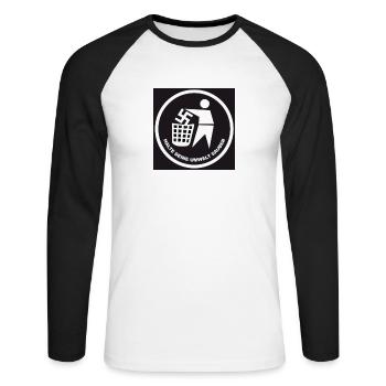 halte deine umwelt sauber - Unisex Baseballshirt langarm - Weiß/Schwarz - Vorne - Nik (191cm)