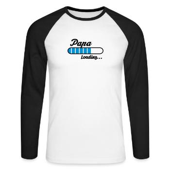 Papa Loading... - Unisex Baseballshirt langarm - Weiß/Schwarz - Vorne - Nik (191cm)