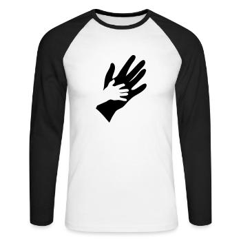 Hand - Unisex Baseballshirt langarm - Weiß/Schwarz - Vorne - Nik (191cm)