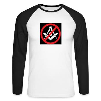 Anti Freemason Artwork Anti Franc-maçons sticker - T-shirt baseball manches longues Homme - blanc/noir - Devant - Nik (191cm)