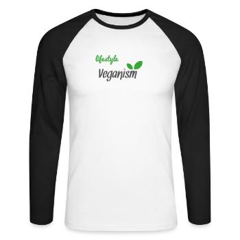 lifestyle veganism vegan veggie Veganer - Unisex Baseballshirt langarm - Weiß/Schwarz - Vorne - Nik (191cm)