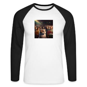 Cat in the movie - Unisex Baseballshirt langarm - Weiß/Schwarz - Vorne - Nik (191cm)