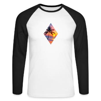 Paradis T-Shirt - Unisex Baseballshirt langarm - Weiß/Schwarz - Vorne - Nik (191cm)