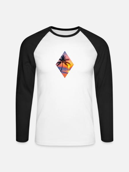 Paradis T-Shirt - Unisex Baseballshirt langarm - Weiß/Schwarz