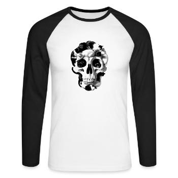 Catskull - Unisex Baseballshirt langarm - Weiß/Schwarz - Vorne - Nik (191cm)