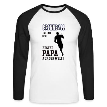 Brennball Spieler Brennballer Papa Vater Mann - Unisex Baseballshirt langarm - Weiß/Schwarz - Vorne - Nik (191cm)