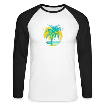 Pomme Coucher de soleil - T-shirt baseball manches longues Homme - blanc/noir - Devant - Nik (191cm)
