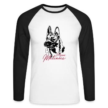 Belgian Malinois Hundesport Hund Hunde Wilsigns - Unisex Baseballshirt langarm - Weiß/Schwarz - Vorne - Nik (191cm)