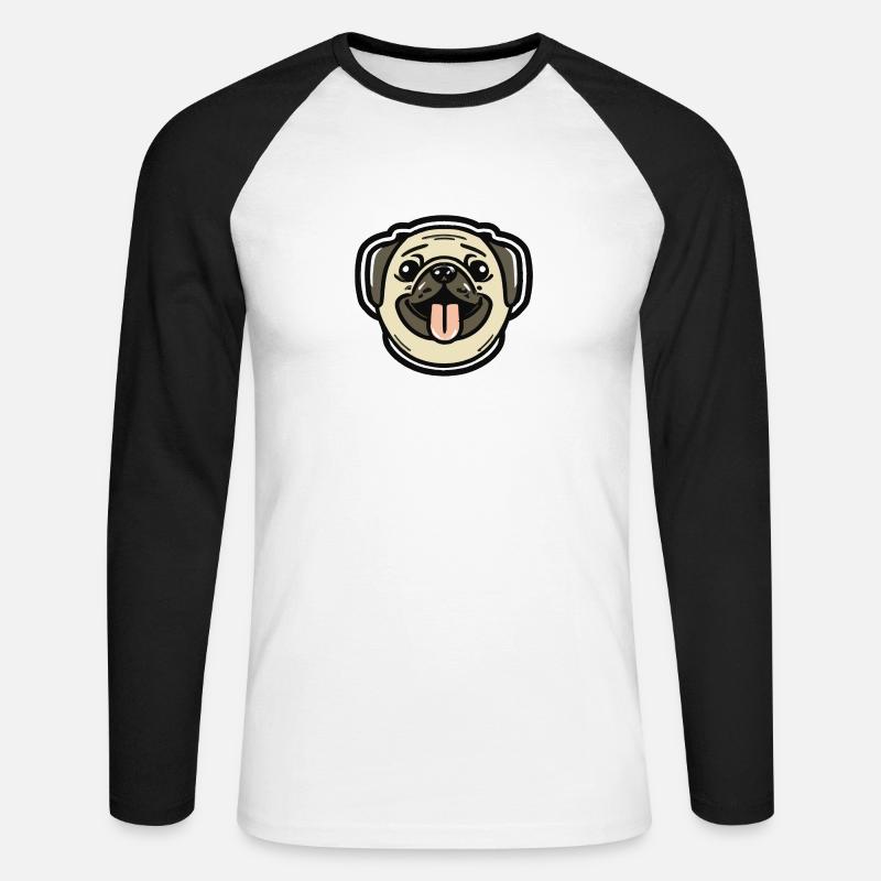 Mops Hund Geschenkidee - Unisex Baseballshirt langarm - Weiß/Schwarz