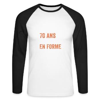 70-jähriges Jubiläum Geschenk Fahrrad - Unisex Baseballshirt langarm - Weiß/Schwarz - Vorne - Nik (191cm)