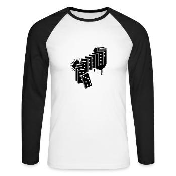 Un jeu de domino - T-shirt baseball manches longues Homme - blanc/noir - Devant - Nik (191cm)