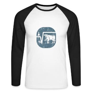 Ente Wurzel aus Kuh - Mathe Geschenk - Unisex Baseballshirt langarm - Weiß/Schwarz - Vorne - Nik (191cm)