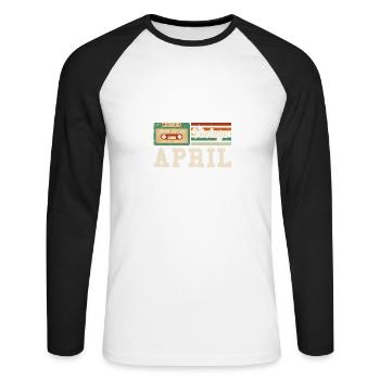 61ème anniversaire Avril Millésime 1962 Millésime - T-shirt baseball manches longues Homme - blanc/noir - Devant - Nik (191cm)