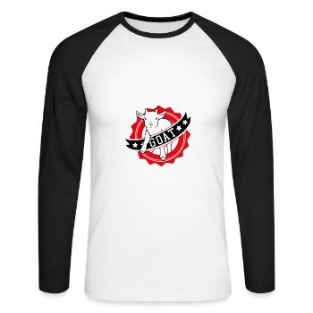 GOAT greatest chèvre - T-shirt baseball manches longues Homme - blanc/noir - Devant - Nik (191cm)