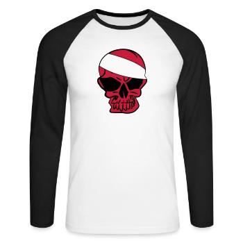 Anarcho Skull Anarchy anarchy - Unisex Long Sleeve Baseball T-Shirt - white/black - Front - Nik (191cm)