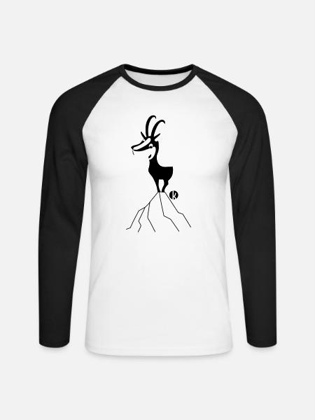 Gemse - Unisex Baseballshirt langarm - Weiß/Schwarz