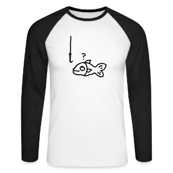 hameçon de poissons - ligne - T-shirt baseball manches longues Homme - blanc/noir - Devant - Nik (191cm)