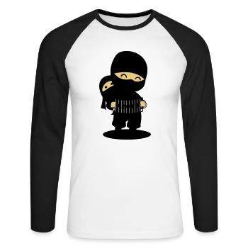 Cool Japanese Ninja - Unisex Long Sleeve Baseball T-Shirt - white/black - Front - Nik (191cm)