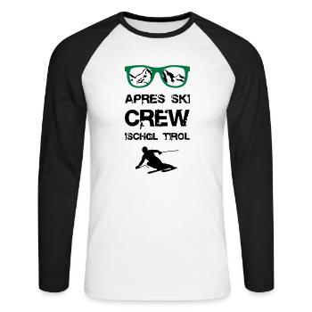Apres Ski Crew Ischgl - Unisex Baseballshirt langarm - Weiß/Schwarz - Vorne - Nik (191cm)