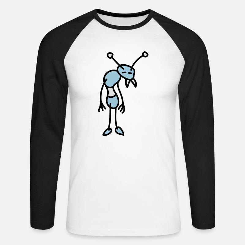 sad_bug_3c - Unisex Baseballshirt langarm - Weiß/Schwarz