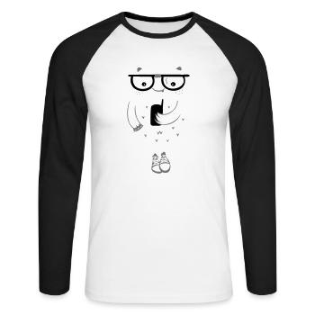 Cute Monster Nerd - Unisex Long Sleeve Baseball T-Shirt - white/black - Front - Nik (191cm)