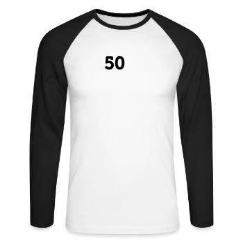 50 n'est pas vieux. En déprimant, mais pas vieux! - T-shirt baseball manches longues Homme - blanc/noir - Devant - Nik (191cm)