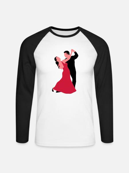 tanzpaar_f_3c - Unisex Long Sleeve Baseball T-Shirt - white/black