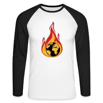 terre sur le feu planète accueil changement climatique global erw - T-shirt baseball manches longues Homme - blanc/noir - Devant - Nik (191cm)