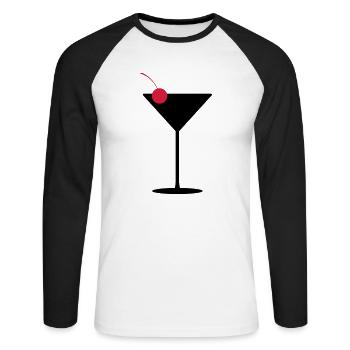 Cocktailglas - Unisex Baseballshirt langarm - Weiß/Schwarz - Vorne - Nik (191cm)