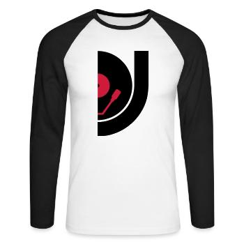 DJ Record Vinyl Plate - Unisex Baseballshirt langarm - Weiß/Schwarz - Vorne - Nik (191cm)