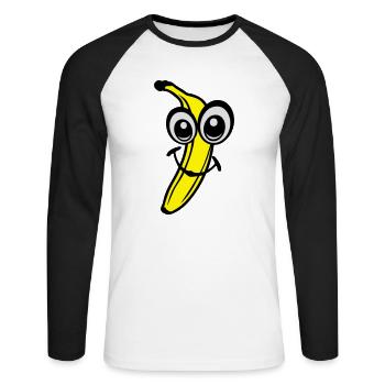 banane fruit smiley 611 - T-shirt baseball manches longues Homme - blanc/noir - Devant - Nik (191cm)