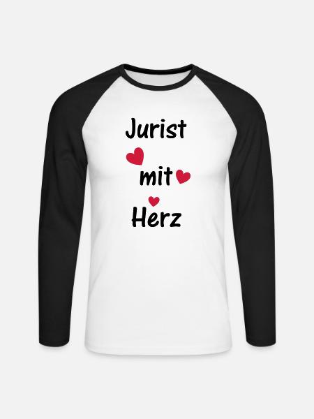 Jurist mit Herz - Unisex Baseballshirt langarm - Weiß/Schwarz