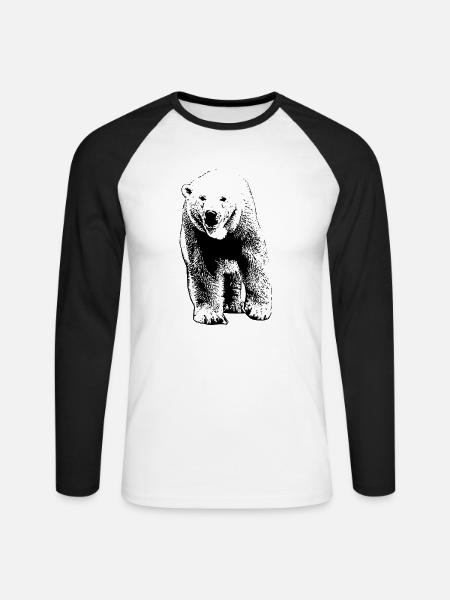 Polar Bear - Eisbär - Unisex Baseballshirt langarm - Weiß/Schwarz