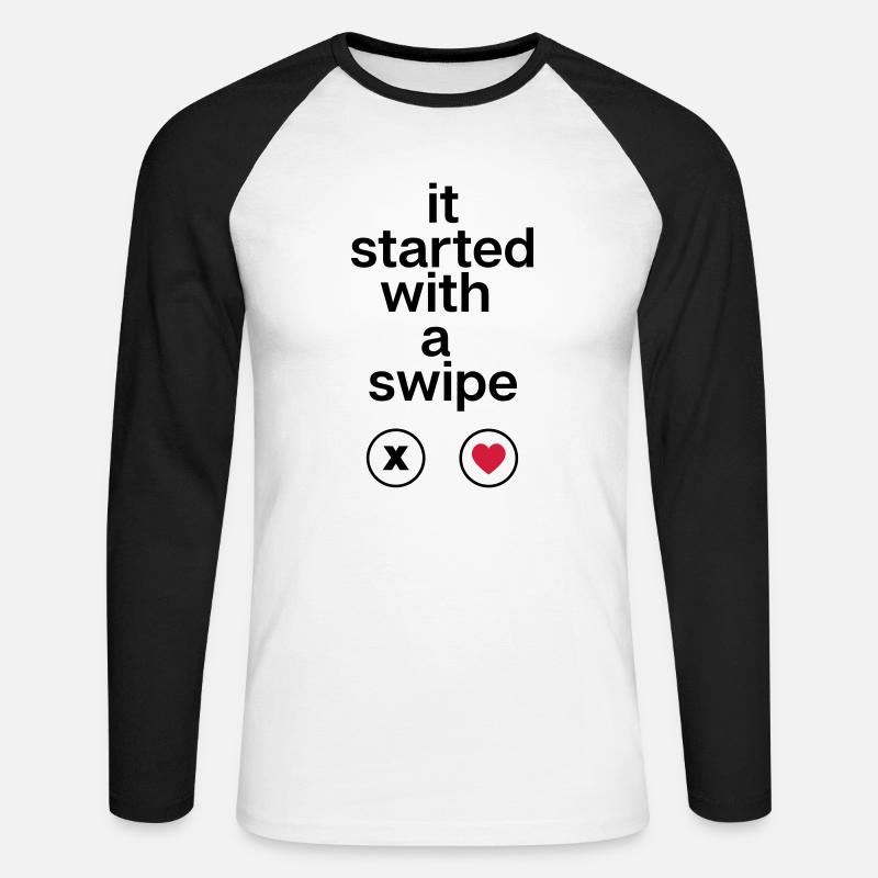it started with a swipe - Unisex Baseballshirt langarm - Weiß/Schwarz