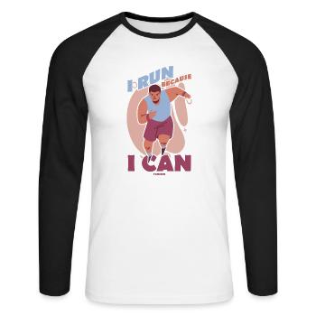Courir - T-shirt baseball manches longues Homme - blanc/noir - Devant - Nik (191cm)