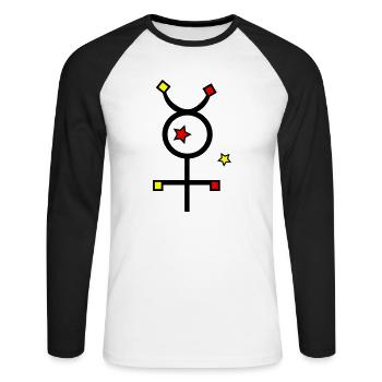 Symbole de mercure - T-shirt baseball manches longues Homme - blanc/noir - Devant - Nik (191cm)