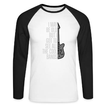 Je suis peut-être vieux - T-shirt baseball manches longues Homme - blanc/noir - Devant - Nik (191cm)