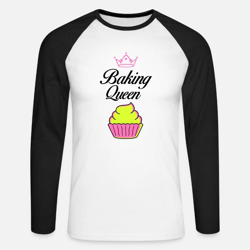 baking queen - Unisex Baseballshirt langarm - Weiß/Schwarz