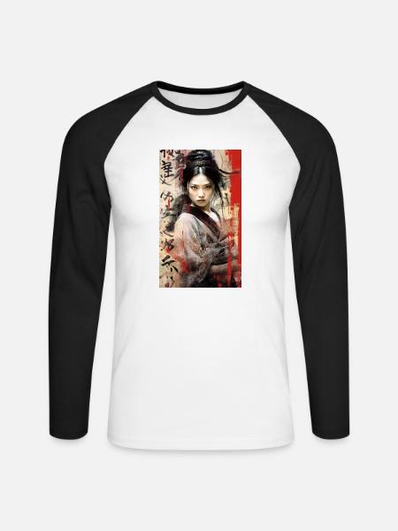 Japan Tradition Japanisch Kultur Frau - Unisex Baseballshirt langarm - Weiß/Schwarz