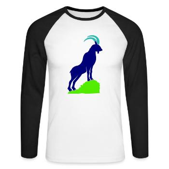 steinbock 02 - Unisex Baseballshirt langarm - Weiß/Schwarz - Vorne - Nik (191cm)
