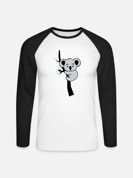 Koala Bear Comic Tree - Unisex Long Sleeve Baseball T-Shirt - white/black