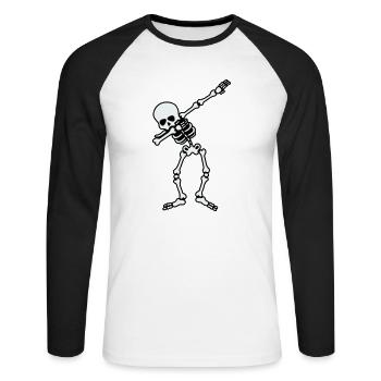 skull dabbing - Unisex Baseballshirt langarm - Weiß/Schwarz - Vorne - Nik (191cm)