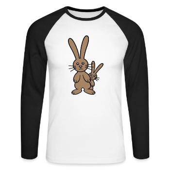2 Hasen Kind versteckt Vater Zwei Kleinkind Mutter - Unisex Baseballshirt langarm - Weiß/Schwarz - Vorne - Nik (191cm)
