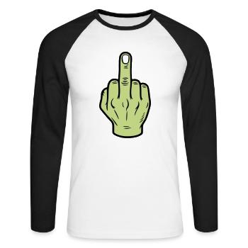 Middle Finger Hand Icon - Unisex Long Sleeve Baseball T-Shirt - white/black - Front - Nik (191cm)