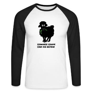 schwarzes schaf - Unisex Baseballshirt langarm - Weiß/Schwarz - Vorne - Nik (191cm)