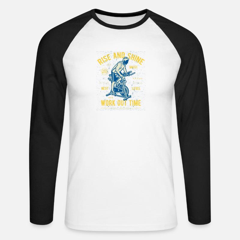 Work Out Time - Unisex Baseballshirt langarm - Weiß/Schwarz